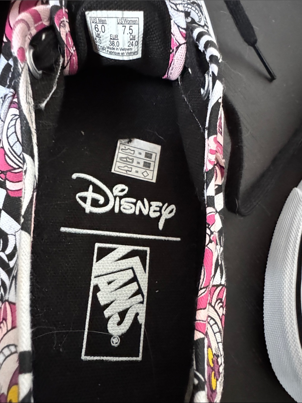 Vans Pink & Black Checkerboard Cheshire Cat Sneakers - Picture 2 of 9